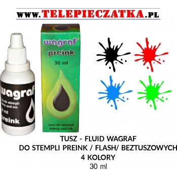 TUSZ WAGRAF do stempli PREINK / FLASH / BEZTUSZOWYCH 30 ml, 4 kolory